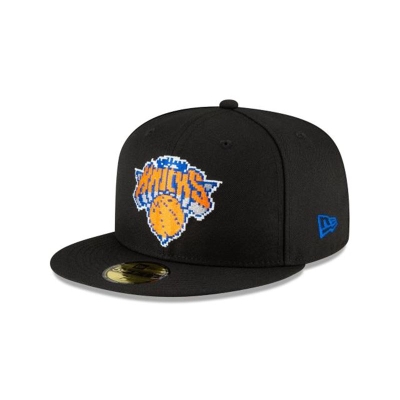 Black New York Knicks Hat - New Era NBA Pixel 59FIFTY Fitted Caps USA1734250